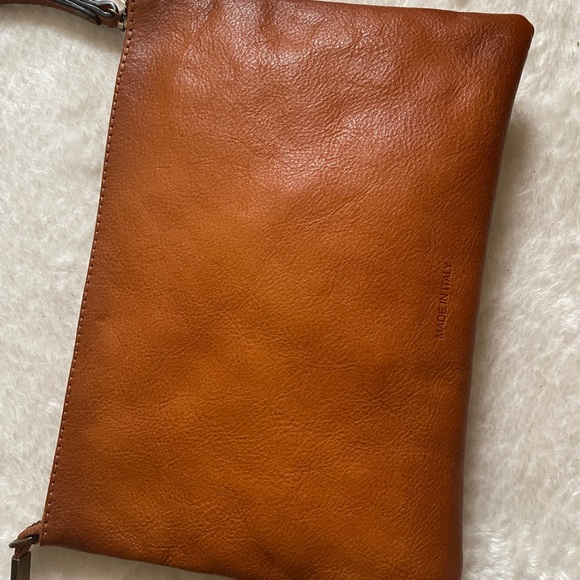 Pratesi Firenze Italian Leather Brown Gold Studded Crossbody Clutch Bag - Picture 3 of 8